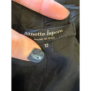 Nanette Lepore‎ Skirt Women 12 Brown Black Tweed Velvet Trim Pencil Straight thumbnail 6