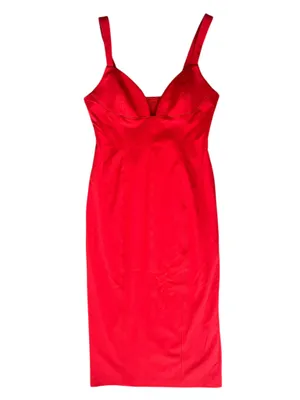 BHLDN Anthropologie Women’s Sage Sweetheart Stretch Crepe Red Midi Dress Sz M thumbnail 10