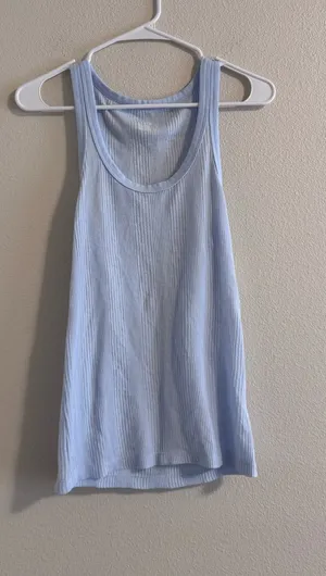 NWT AERIE ribbed Scoop Neck Tank Top in Light Blue - Women's thumbnail 1
