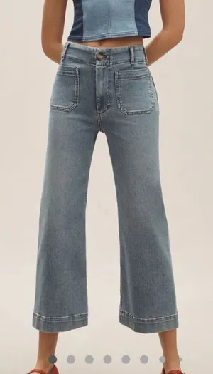 Maeve Colette Cropped High Rise Wide Leg Jeans Sz‎ 27 Marine Korat Wash thumbnail 1