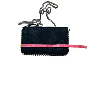 Zara Black Faux Suede silver studded crossbody bag / clutch thumbnail 7