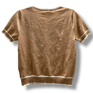 Grace Karin Women's Short Sleeve Button Front Cardigan NEW Tan White‎ S thumbnail 3