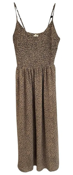 Mystree Women’s Leopard Midi Brown Black Dress Smocked‎ Top Size Small thumbnail 1