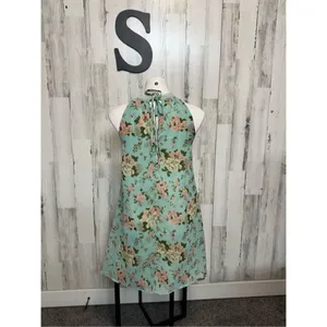Green floral flare dress size small thumbnail 10