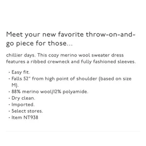 Madewell $168 Merino Wool Sweater Midi Dress Black NT938 Size S thumbnail 7