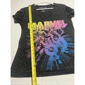 Marvel Avengers Graphic Black Gray V-Neck Short Sleeve T-Shirt Women XL thumbnail 5