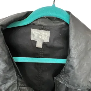 Converse Black Faux Leather Belted Jacket(material is actually 100%cotton) thumbnail 2