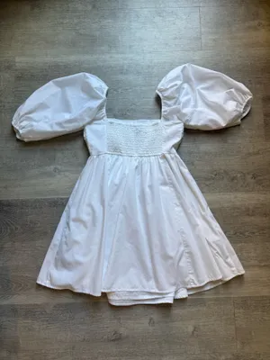 Abercrombie & Fitch Emerson Puff Sleeves Square Neck White Poplin Mini Dress XS thumbnail 10