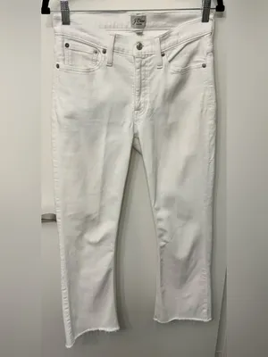 EUC J.Crew White 9" Mid-Rise Demi-Boot Crop Jean thumbnail 3