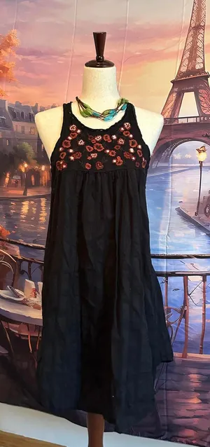 Sanctuary Black Sleeveless Casual Dress Floral Embroidery thumbnail 1