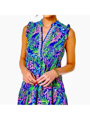 Lilly Pulitzer Briela Dress, How You Like Me Prowl Borealis Blue, Medium thumbnail 8
