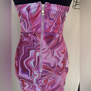 Bardot Pink Tie Dye Mesh Halter Mini Dress XS Y2K Bodycon Ruched thumbnail 9