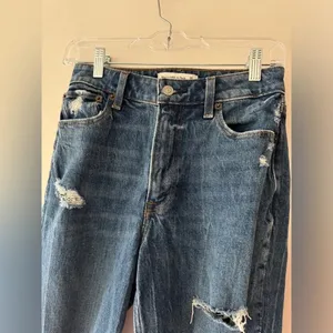 Abercrombie & Fitch‎ Curve Love The Skinny High Rise Distressed Dark Wash Jeans thumbnail 2