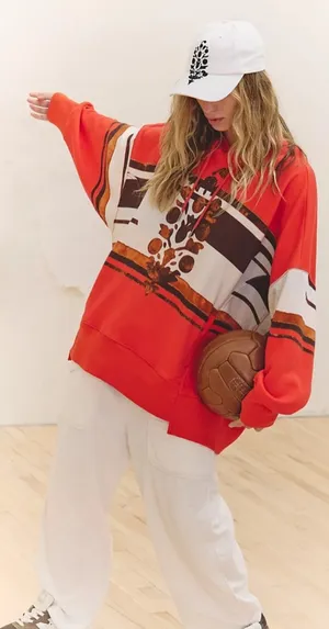 NWT Free People Movement Sprint To The Finish Logo Hoodie In Pomegranate Size:Xs $128 MSRP No refunds or cancelllations thumbnail 1