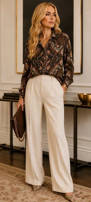 Rachel Zoe Satin Paisley Print Button-Down Blouse Long Sleeve Size Small NWT thumbnail 1
