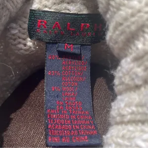 Vtg Ralph Lauren Women’s Chunky Beige & White Marled Turtleneck Sweater Size M thumbnail 2