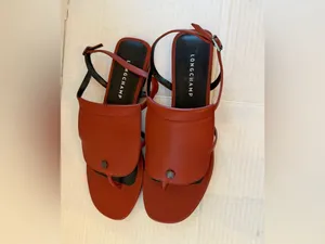 Longchamp le Pilage Shield leather Sandal red Size EU 41 US 10 made in Italy NEW thumbnail 2