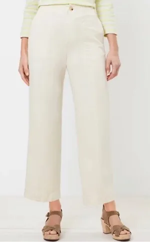 LOFT Pants Linen Cotton Blend Cropped Wide Leg Cream Seamed Women’s Size 4‎ NWT thumbnail 1