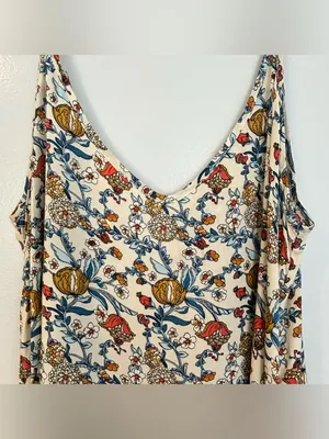 NWT Natural Life White Multicolor Floral Amy Sleevless Slip Maxi Dress Large thumbnail 3