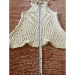 Knitted Cream Stretch Sleeveless Top Size S-L Brand New thumbnail 4