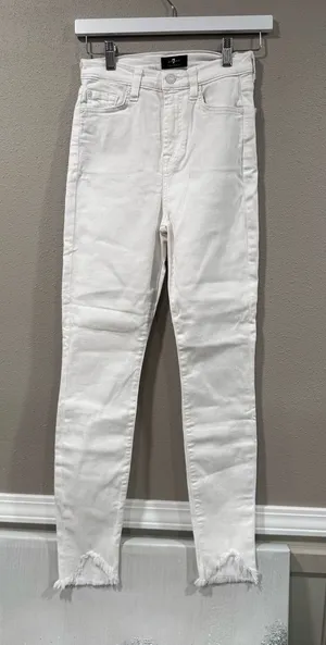 $225 Retail 7FAMK Womems White Metallic Skinny thumbnail 1