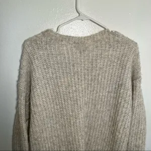 Aerie Womens Size Small Oversized Lace-Up Pullover Sweater Tunic Oatmeal Heather thumbnail 10