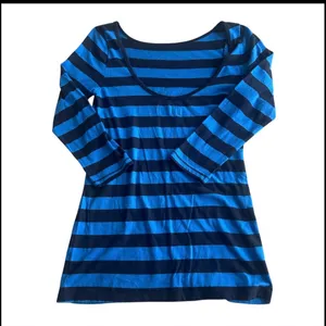 Abercrombie & Fitch Shirt Womens S Blue Black Stripe 3/4 Sleeve Scoop Neck Y2K‎ thumbnail 5