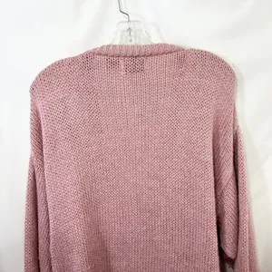 VTG Plus Size 20W Sweater Pink‎ Hand Knit Heart Fringe Cardigan Cottagecore 774 thumbnail 9