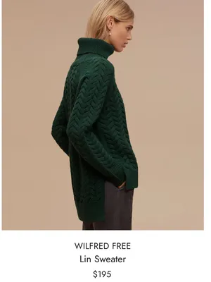 Aritzia Wilfred Free Lin Sweater 100% Wool Roll Neck Green XS thumbnail 2