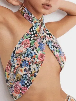 NWT For Love & Lemons Deidre Halter Scarf Top thumbnail 1