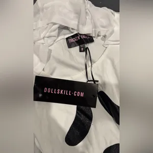 Dolls Kill White Top with Black Accents thumbnail 2