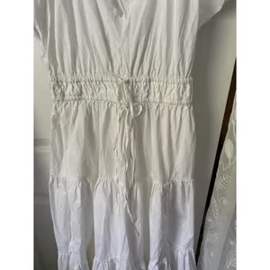 Free Assembly Tiered Midi Dress babydoll Drawstring Waist flutter sleeves sz S thumbnail 4