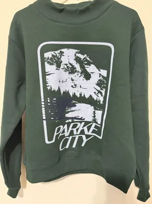 Parker Dark Green Crewneck Sweatshirt with White Parke City Graphic thumbnail 1