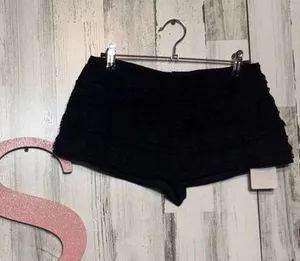 Musera Black Ruffle Lace Shorts XS – Layered Mini Shorts, Stretch Waist, Dressy thumbnail 1