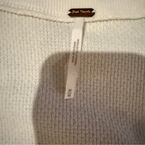 Free People Wear Me Out Thermal Mesh Long Sleeve Ruched Top‎ in White Sz M thumbnail 6