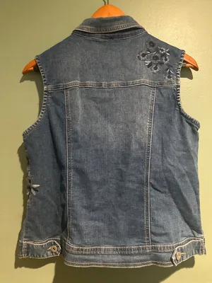 Westport 1962 Embroidered Denim Vest Small Y2K Boho Indie Cowgirl Layering Top thumbnail 4
