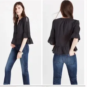 Madewell Peekaboo Pom-pom Top-Black thumbnail 2