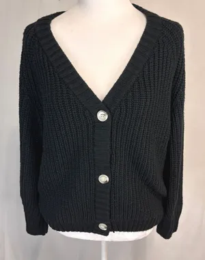PRETTYGARDEN Cardigan Women Sz S Chunky Knit V-Neck Button Oversized Minimalist‎ thumbnail 1