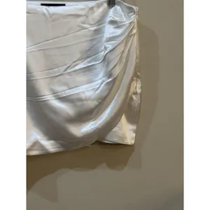 Retrofête Marilyn Tulip Miniskirt White Size XL White Faux Wrap Ruched Satin thumbnail 5