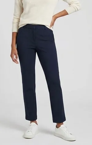 NEW Quince Ultra-Stretch Ponte Straight Leg Pants Rayon Nylon Navy Size Small thumbnail 1
