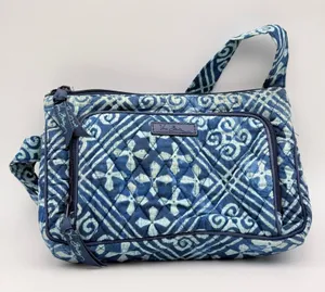 Vera Bradley Crossbody Bag Blue Quilted Batik Geometric Purse Retired Print thumbnail 1