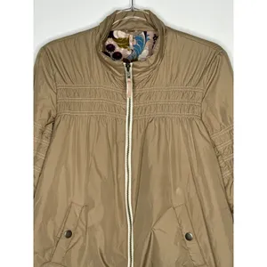 Free People Smocked Bomber Jacket with Floral Lining – Size Small thumbnail 3