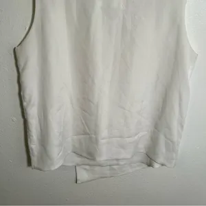 Vetiver Women's Sleeveless Blouse White Scoop Neck Faux Wrap Lined Boxy‎ thumbnail 8