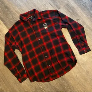 Hello Kitty and Friends x Forever 21 Red Button Down Flannel Long Sleeve Shirt thumbnail 2