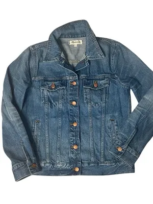 MADEWELL The Jean Jacket Pinter Wash Denim Trucker Jacket Size Medium thumbnail 7