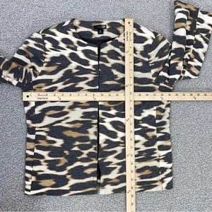 East 5th Animal‎ Leopard Print Ponte Knit Crop Blazer Jacket White Tan Medium thumbnail 13