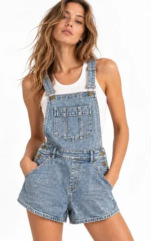 Anthropologie Pilcro Denim Short Overalls Small Light Wash Bib Shortalls Boho thumbnail 1