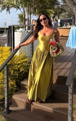 Anthropologie Delfi Collective Delfi Oriana Maxi Dress in Olive thumbnail 1