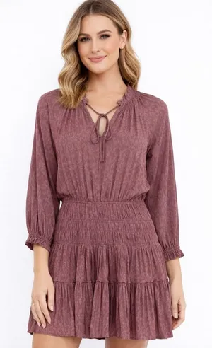 Current Air Anthropologie Aurelie Pleated Smocked‎ Waist Mini Dress Size Medium thumbnail 1