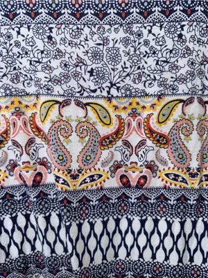Cato Grey Raglan Mixed-Print Long Sleeve Top with Navy and Yellow Accents thumbnail 2